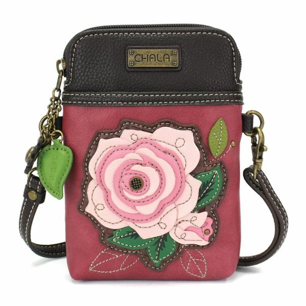 Crossbodies |  Cellphone Xbody – Pink Rose Crossbodies Crossbodies