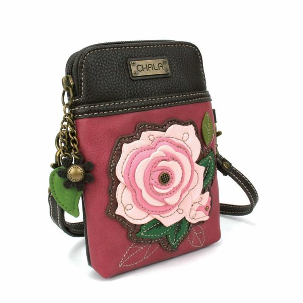 Crossbodies |  Cellphone Xbody – Pink Rose Crossbodies Crossbodies