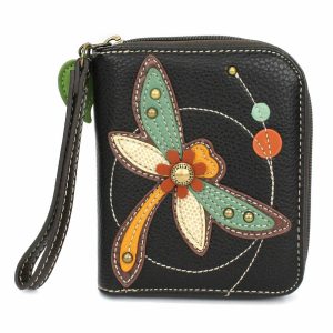 Wallets |  Zip Around Wallet – Dragonfly (Black) Wallets Black Approx