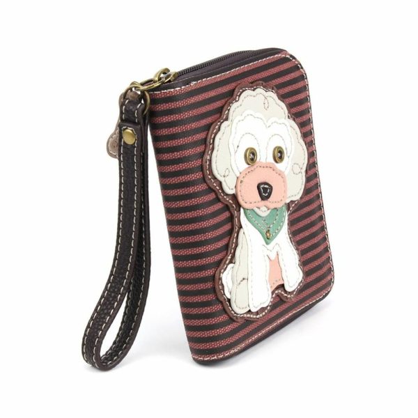 Wallets |  Zip Around Wallet – Poodle Wallets Burgundy Stripe Approx